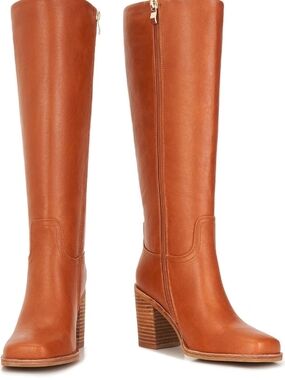 Women's Over-the-Knee Leather Boots in Cognac Tan